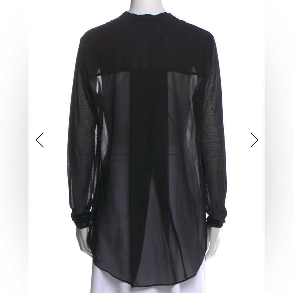Helmut Lang Silk Sheer Black Button-Front Shirt